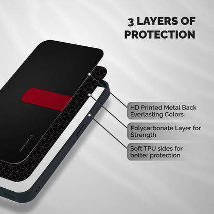 Single Red Stripe Shockproof Hybrid Protection (Metal + TPU) Back Case Cover