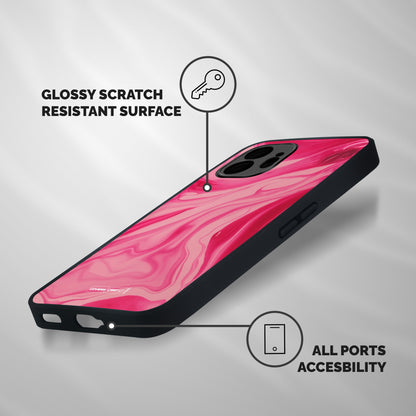 Sizzling Pink Marble Texture Shockproof Hybrid Protection (Metal + TPU) Back Case Cover