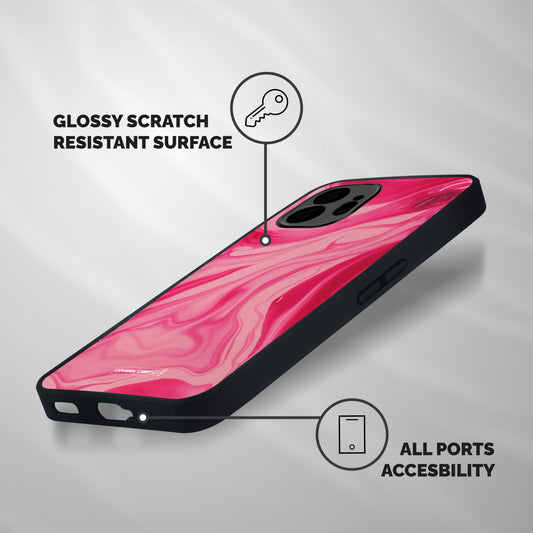 Sizzling Pink Marble Texture Shockproof Hybrid Protection (Metal + TPU) Back Case Cover