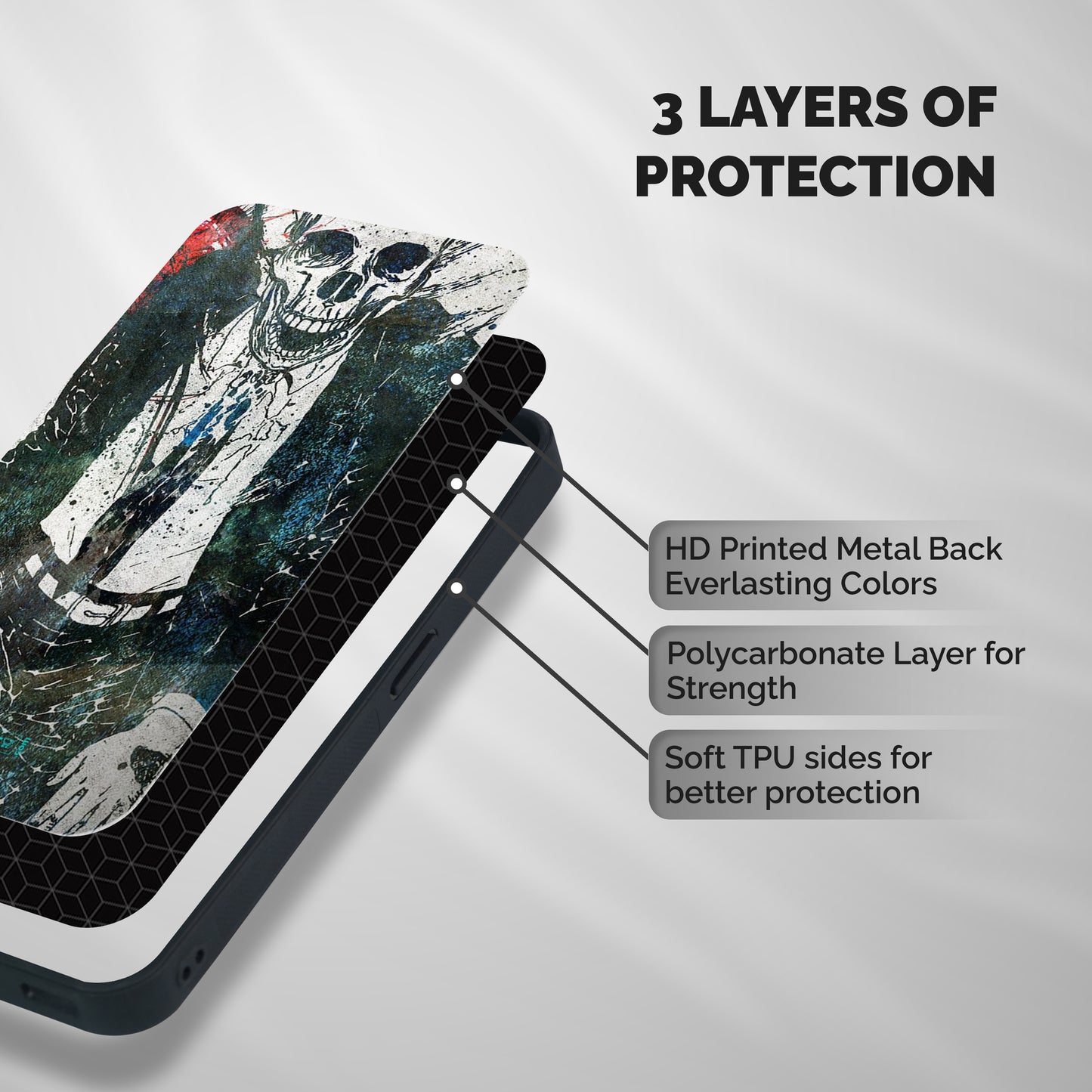 Skeleton in a Suit Shockproof Hybrid Protection (Metal + TPU) Back Case Cover