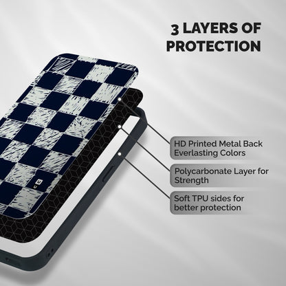 Sketchy Check Design Shockproof Hybrid Protection (Metal + TPU) Back Case Cover
