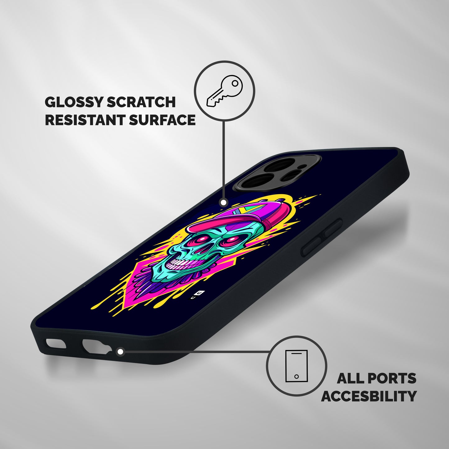 Skull In Cap Shockproof Hybrid Protection (Metal + TPU) Back Case Cover