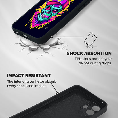 Skull In Cap Shockproof Hybrid Protection (Metal + TPU) Back Case Cover