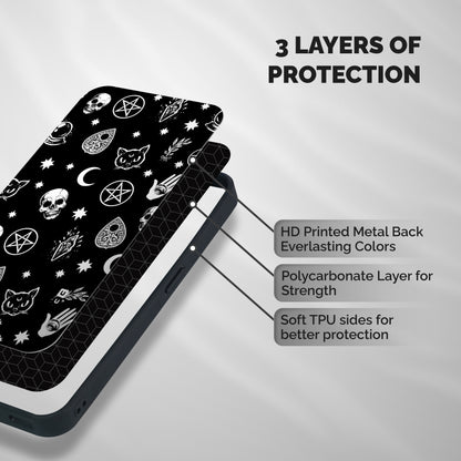 Skull Moon Design Shockproof Hybrid Protection (Metal + TPU) Back Case Cover