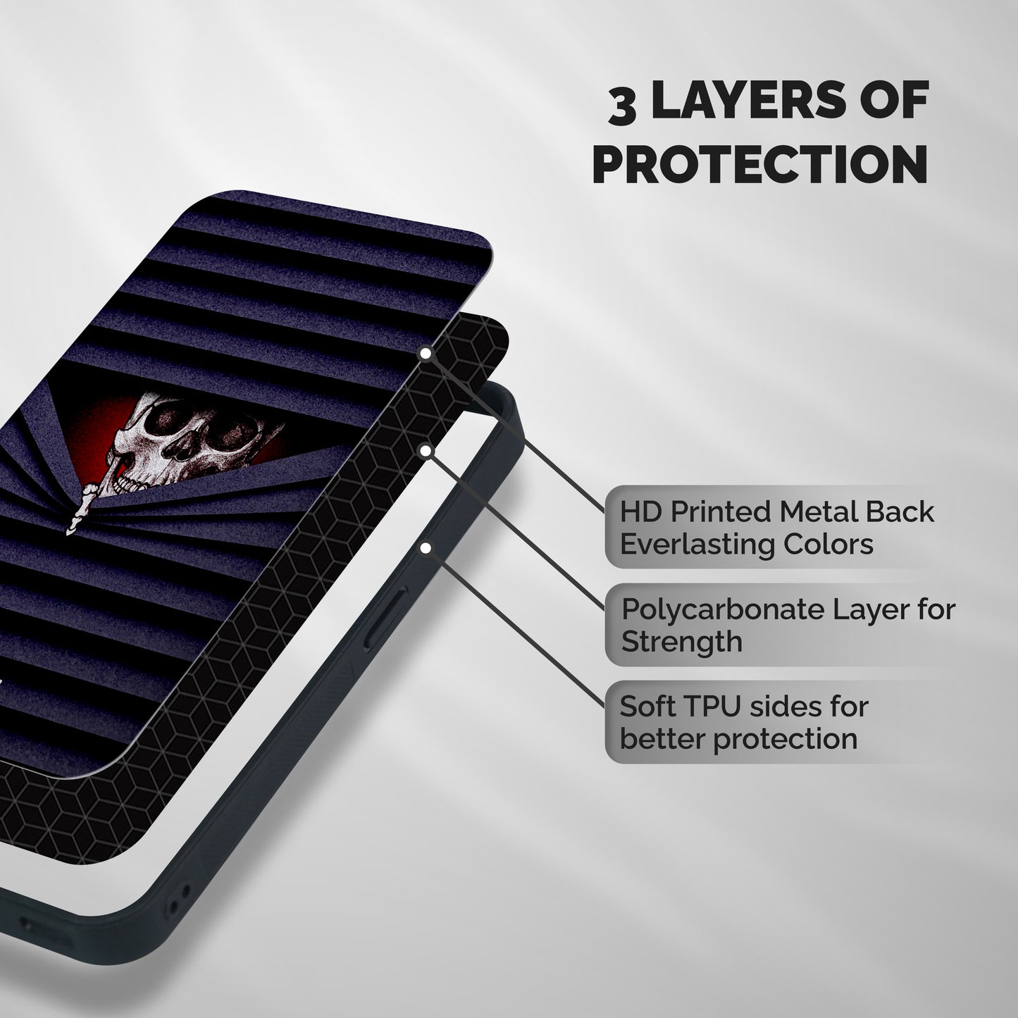 Skull Peak Shockproof Hybrid Protection (Metal + TPU) Back Case Cover