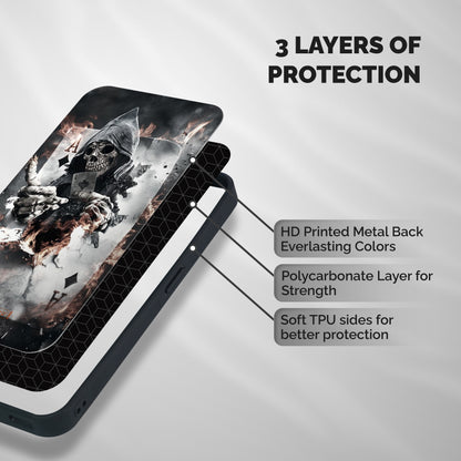 Skull with an Ace Shockproof Hybrid Protection (Metal + TPU) Back Case Cover