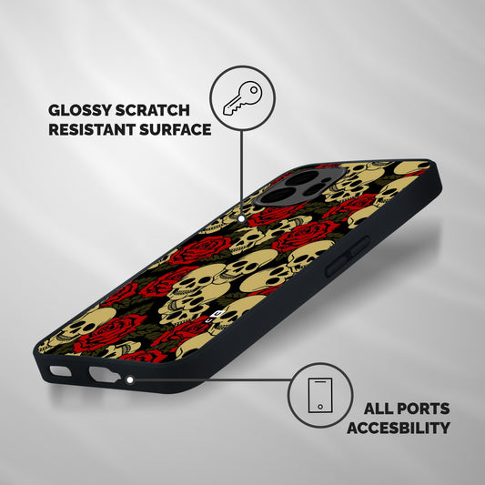 Skulled Roses Shockproof Hybrid Protection (Metal + TPU) Back Case Cover