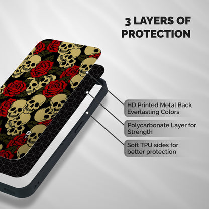 Skulled Roses Shockproof Hybrid Protection (Metal + TPU) Back Case Cover