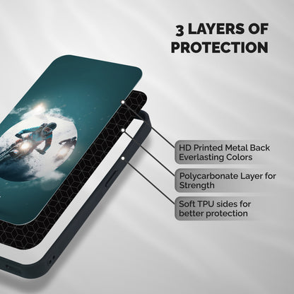Sky Biker Shockproof Hybrid Protection (Metal + TPU) Back Case Cover