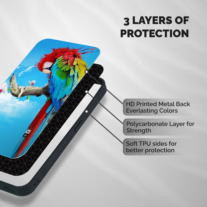 Sky Parrot Shockproof Hybrid Protection (Metal + TPU) Back Case Cover