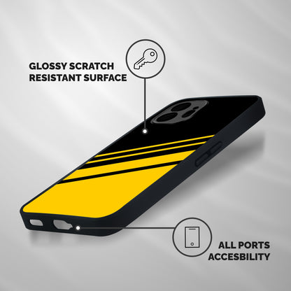 Slant Yellow Stripes Shockproof Hybrid Protection (Metal + TPU) Back Case Cover