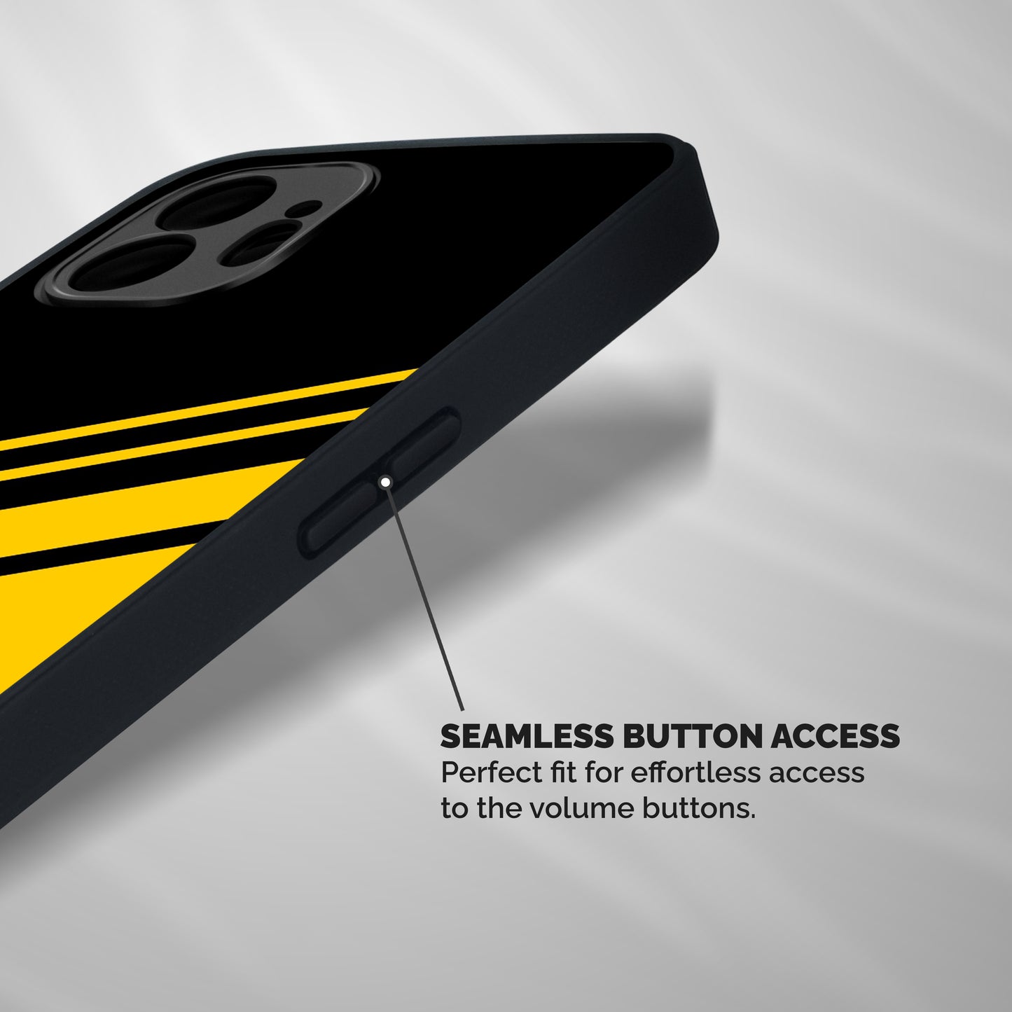 Slant Yellow Stripes Shockproof Hybrid Protection (Metal + TPU) Back Case Cover