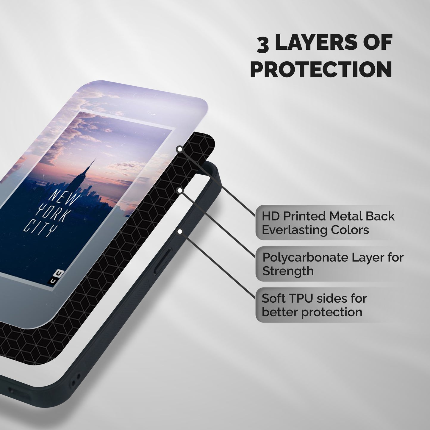 Sleepless City Shockproof Hybrid Protection (Metal + TPU) Back Case Cover