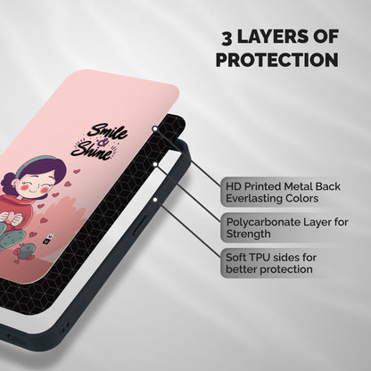 Smile And Shine Shockproof Hybrid Protection (Metal + TPU) Back Case Cover