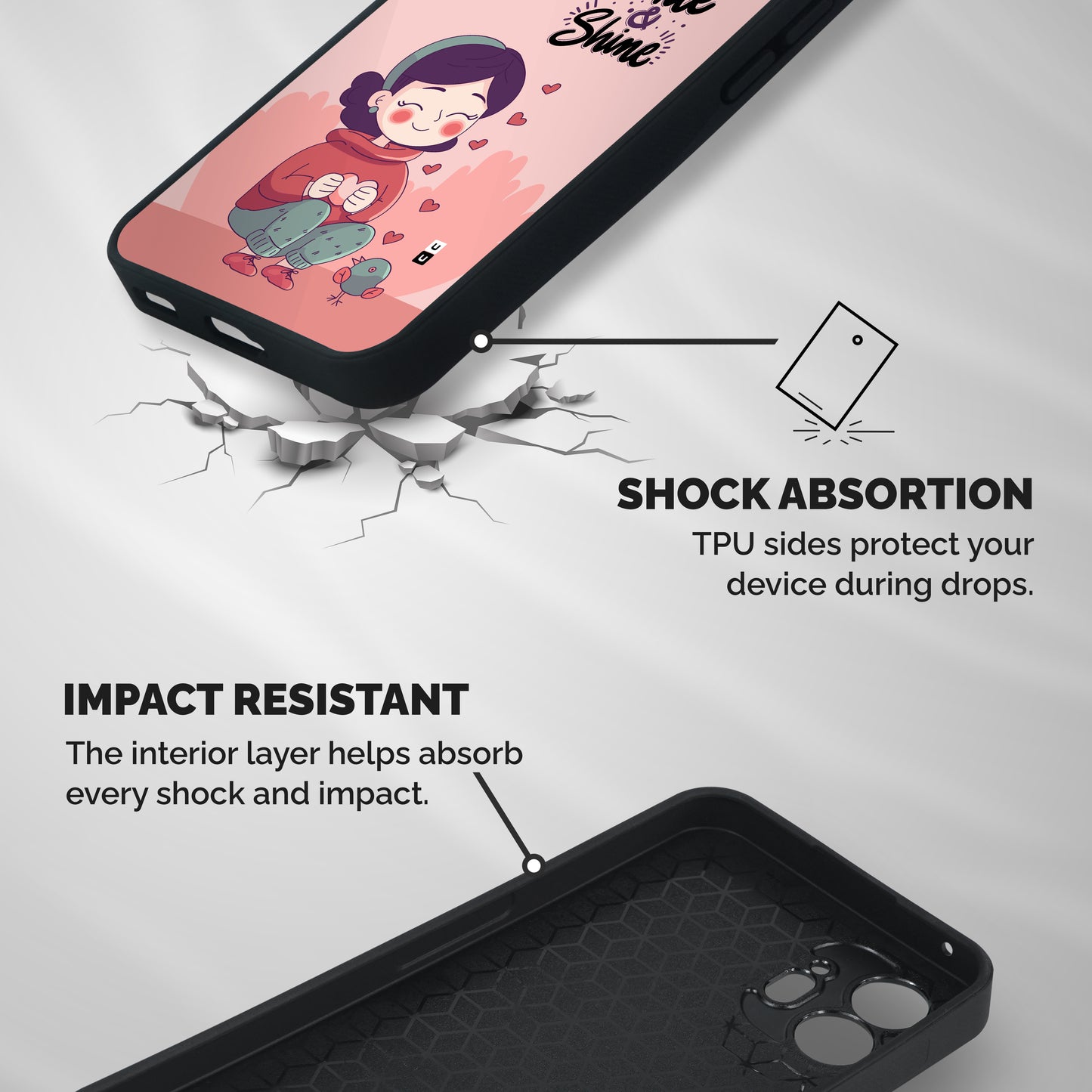 Smile And Shine Shockproof Hybrid Protection (Metal + TPU) Back Case Cover