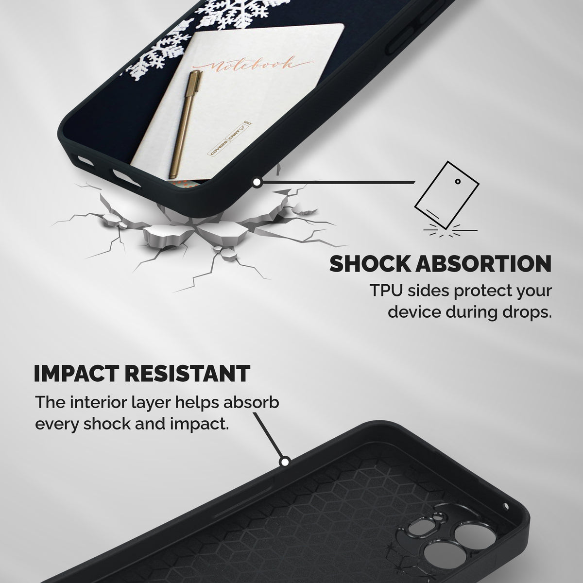Snowflake Notebook Shockproof Hybrid Protection (Metal + TPU) Back Case Cover