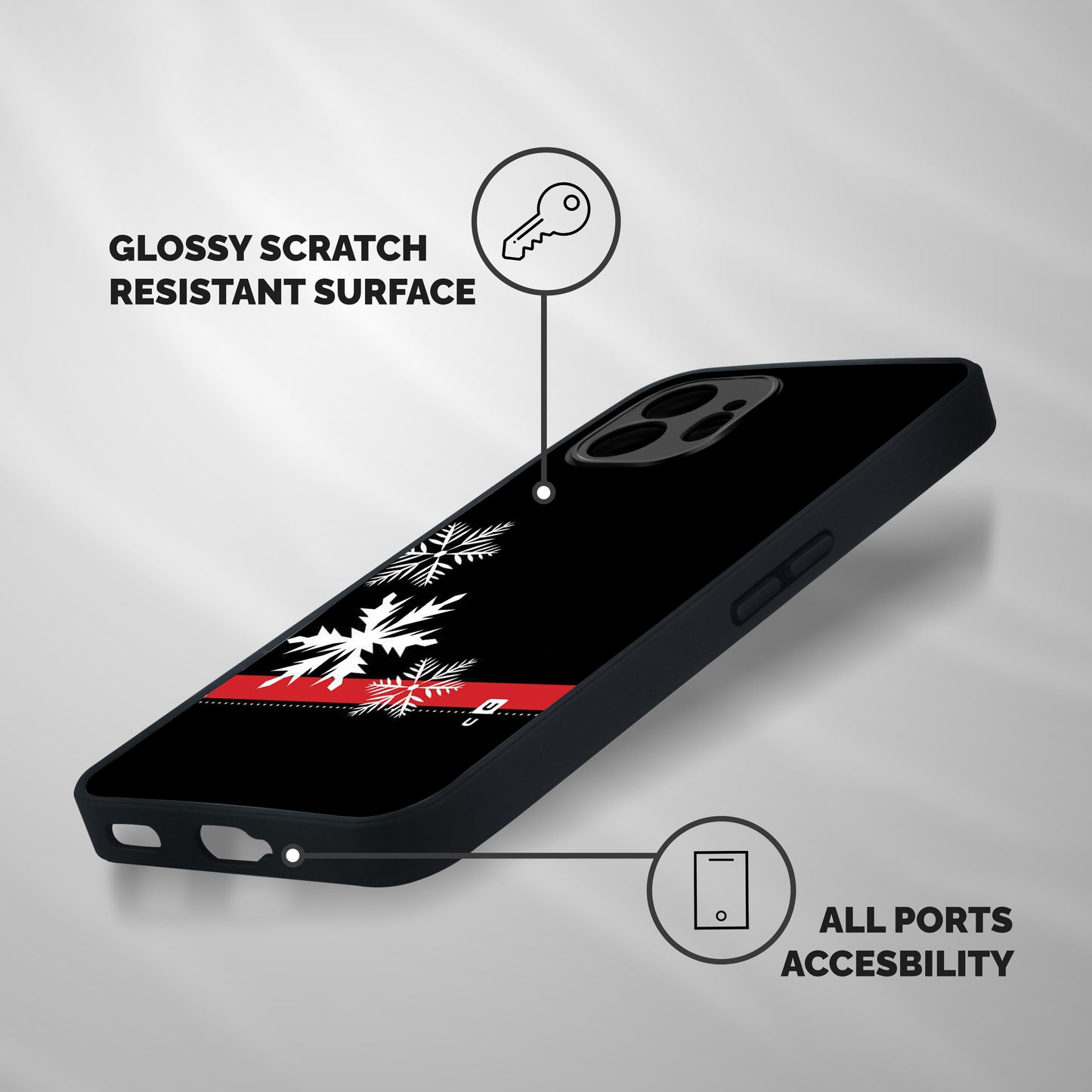 Snowflake Ribbon Shockproof Hybrid Protection (Metal + TPU) Back Case Cover