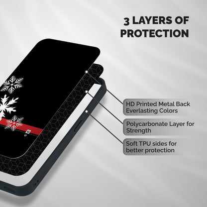 Snowflake Ribbon Shockproof Hybrid Protection (Metal + TPU) Back Case Cover