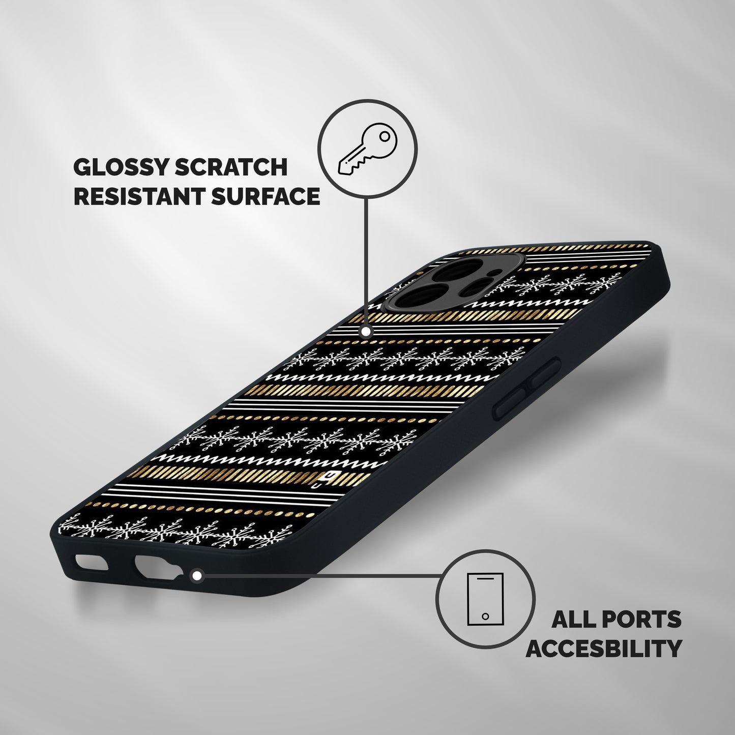 Snowflakes Gold Shockproof Hybrid Protection (Metal + TPU) Back Case Cover