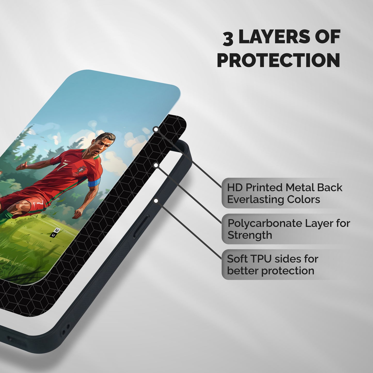 Soccer Star Playing Shockproof Hybrid Protection (Metal + TPU) Back Case Cover