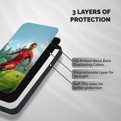 Soccer Star Playing Shockproof Hybrid Protection (Metal + TPU) Back Case Cover