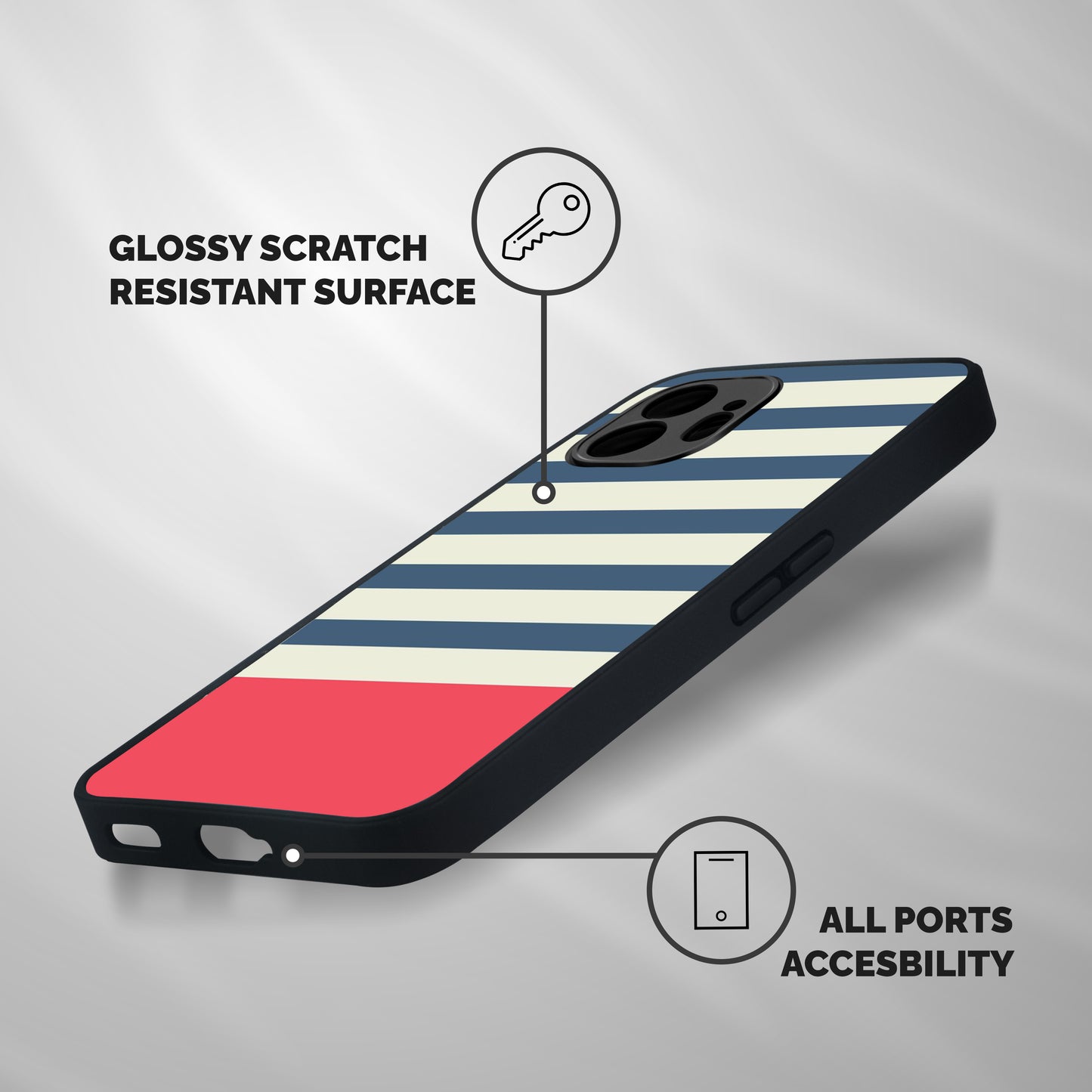 Solid Orange And Stripes Shockproof Hybrid Protection (Metal + TPU) Back Case Cover