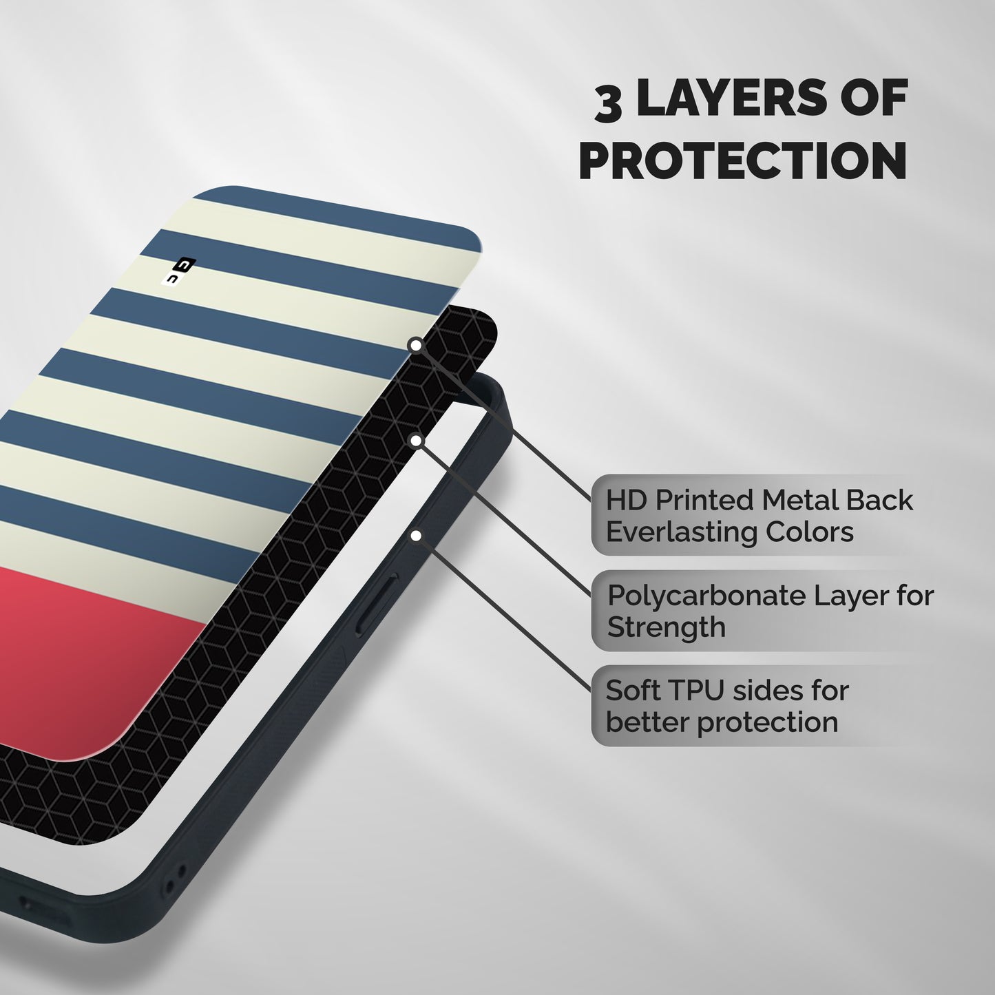 Solid Orange And Stripes Shockproof Hybrid Protection (Metal + TPU) Back Case Cover