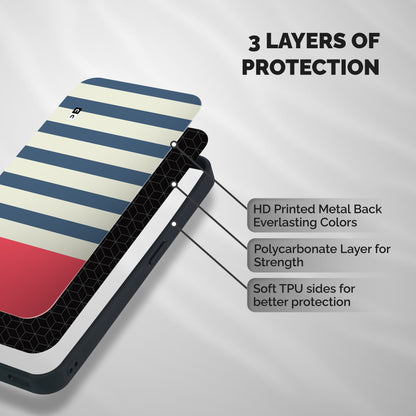 Solid Orange And Stripes Shockproof Hybrid Protection (Metal + TPU) Back Case Cover