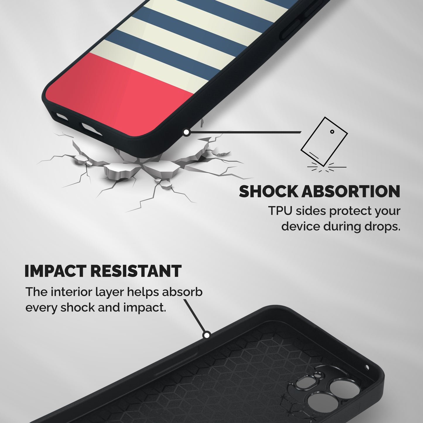Solid Orange And Stripes Shockproof Hybrid Protection (Metal + TPU) Back Case Cover