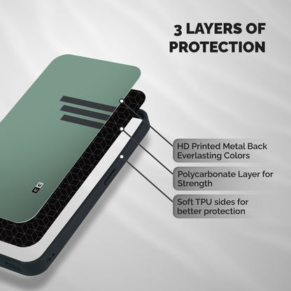 Solid Sports Stripe Shockproof Hybrid Protection (Metal + TPU) Back Case Cover