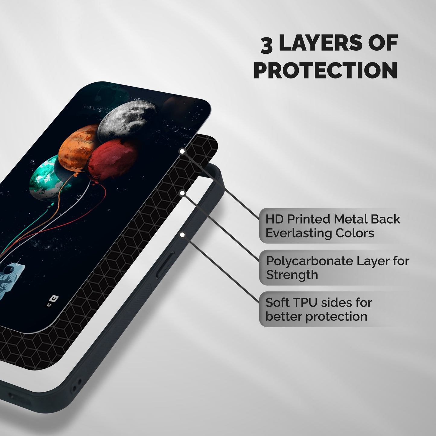 Space Balloons Shockproof Hybrid Protection (Metal + TPU) Back Case Cover