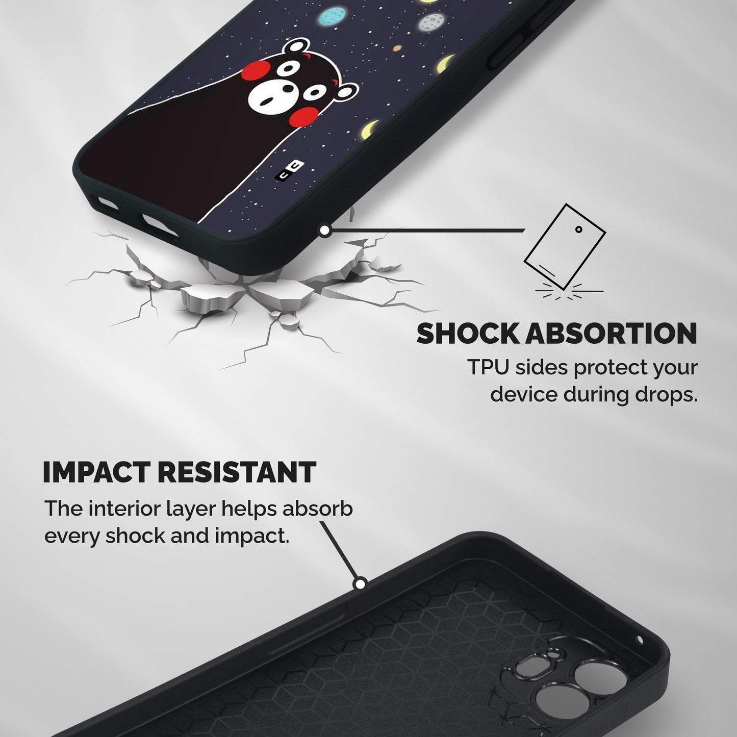 Space Bear Shockproof Hybrid Protection (Metal + TPU) Back Case Cover