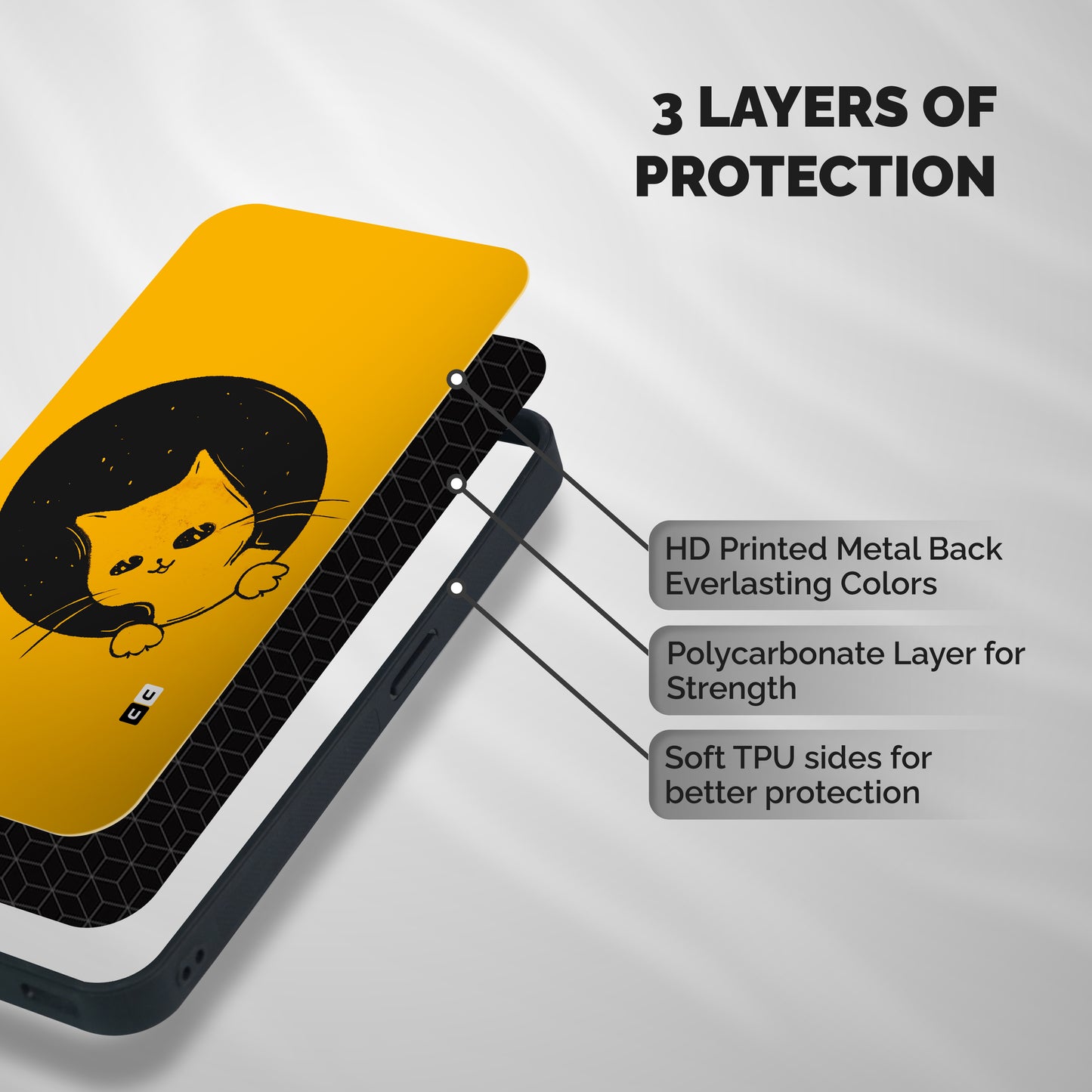 Space Cat Shockproof Hybrid Protection (Metal + TPU) Back Case Cover