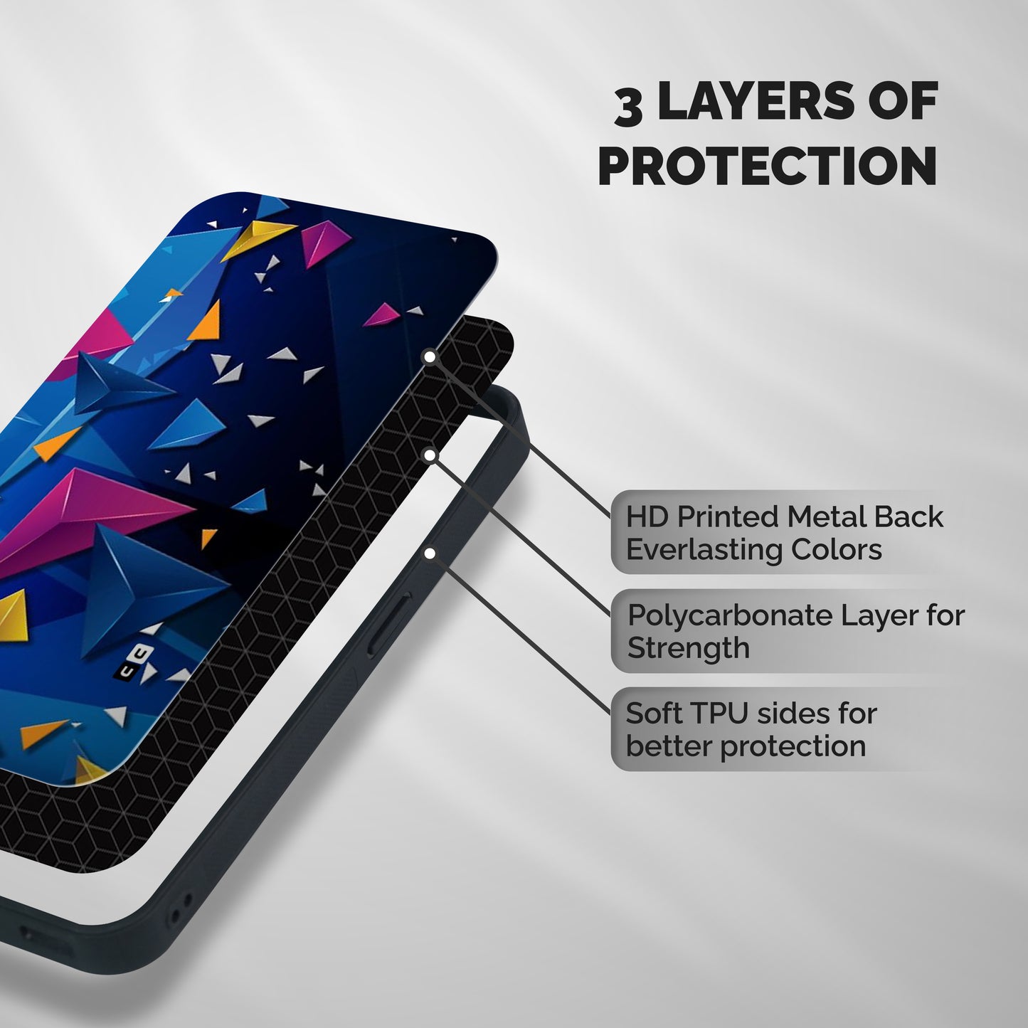 Space Colored Triangles Shockproof Hybrid Protection (Metal + TPU) Back Case Cover