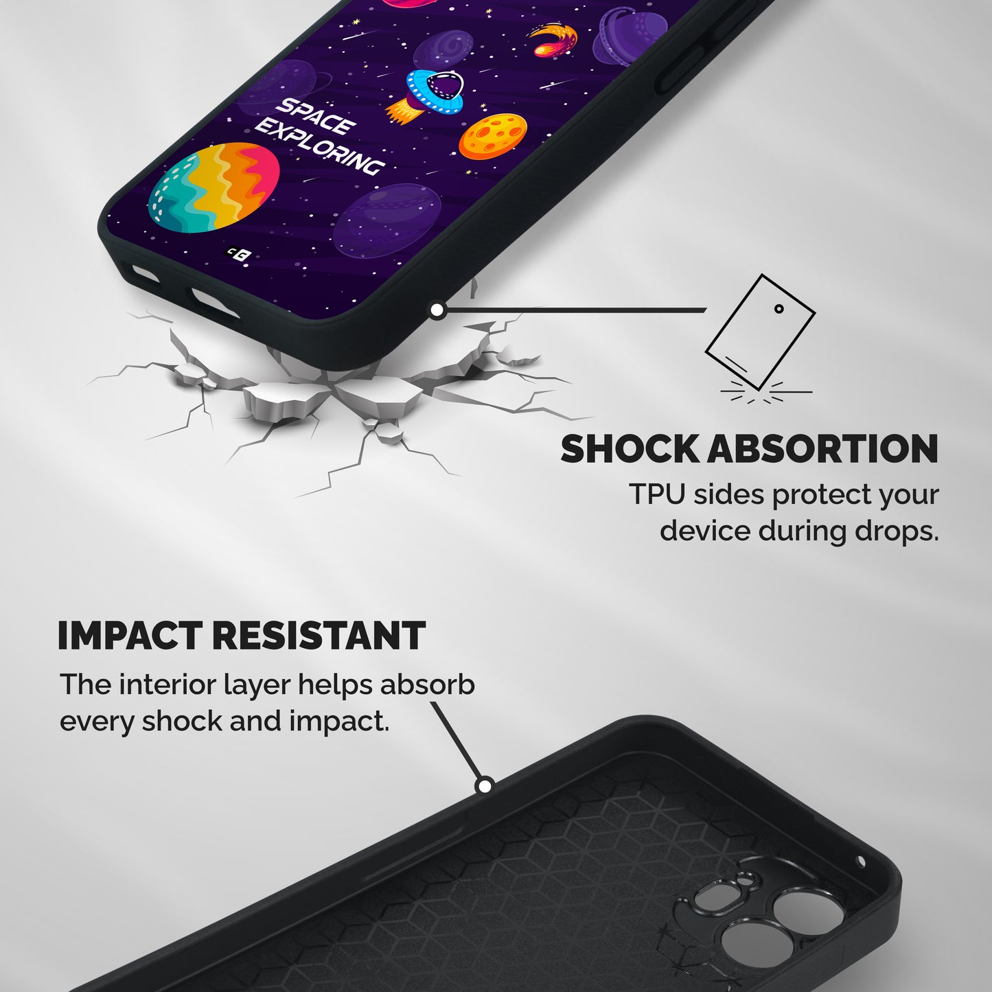 Space Exploring Shockproof Hybrid Protection (Metal + TPU) Back Case Cover