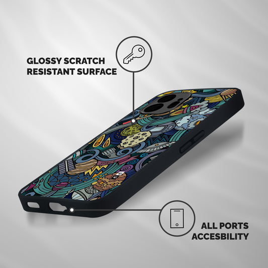Space Pattern Blue Shockproof Hybrid Protection (Metal + TPU) Back Case Cover