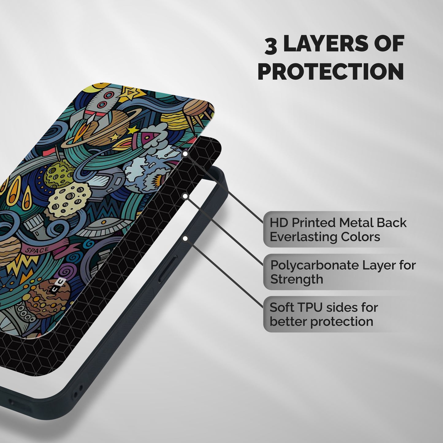 Space Pattern Blue Shockproof Hybrid Protection (Metal + TPU) Back Case Cover