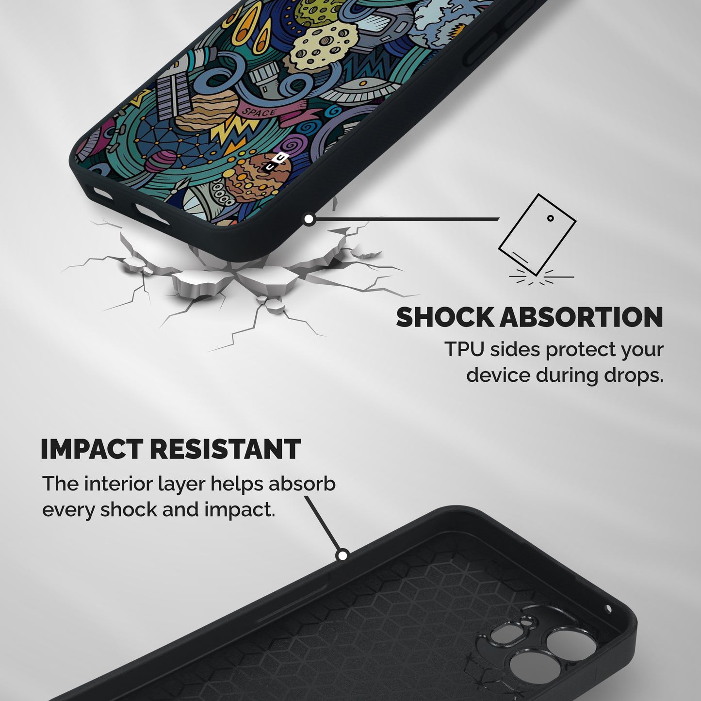 Space Pattern Blue Shockproof Hybrid Protection (Metal + TPU) Back Case Cover