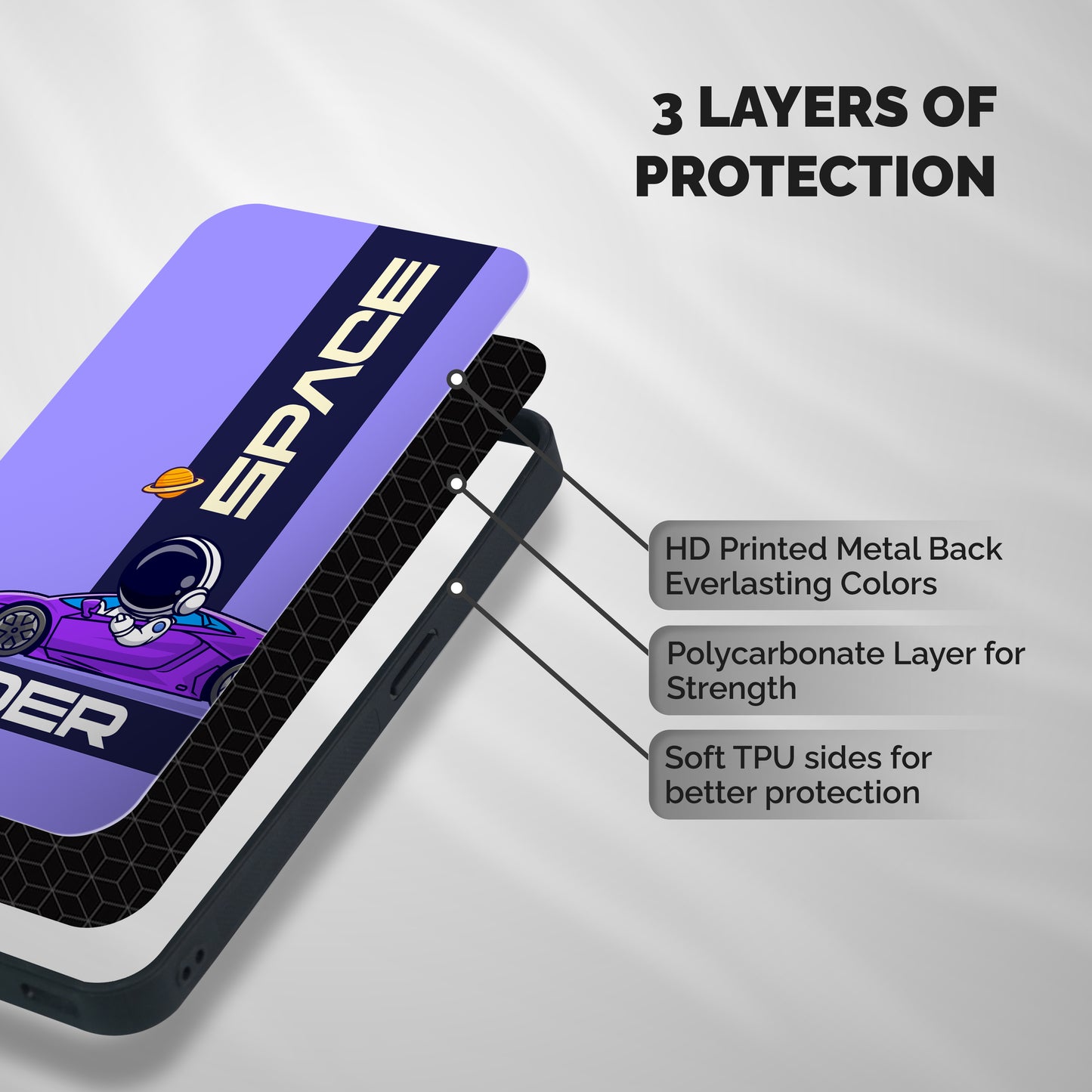 Space RIder Shockproof Hybrid Protection (Metal + TPU) Back Case Cover