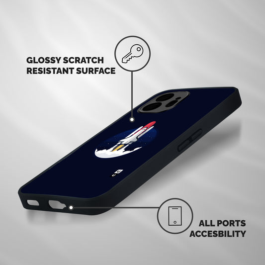 Space Rocket Minimal Shockproof Hybrid Protection (Metal + TPU) Back Case Cover