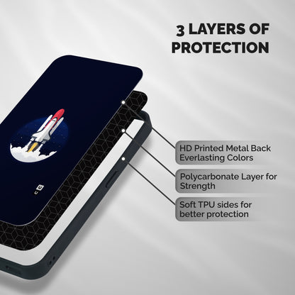Space Rocket Minimal Shockproof Hybrid Protection (Metal + TPU) Back Case Cover