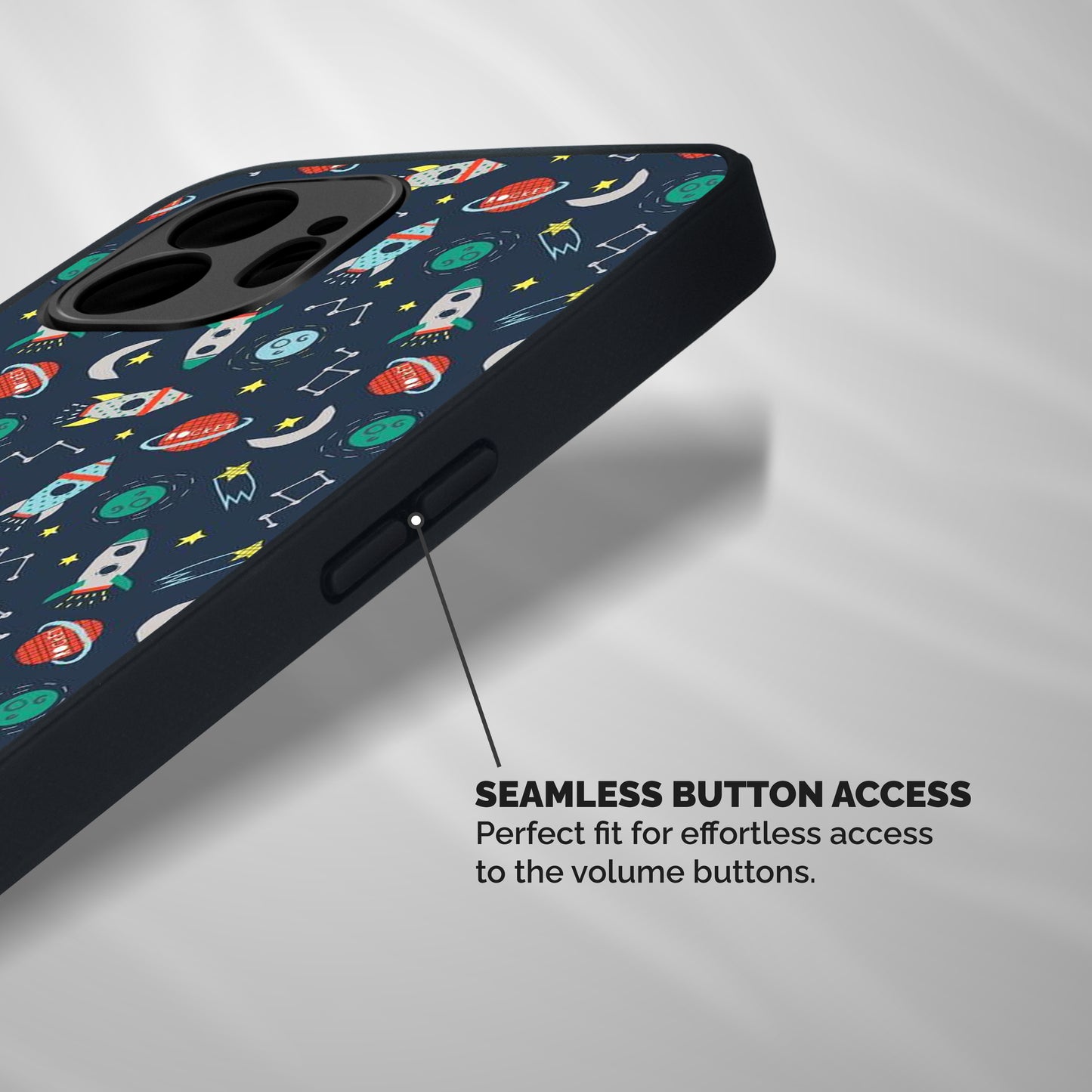 Space Rocket Pattern Shockproof Hybrid Protection (Metal + TPU) Back Case Cover