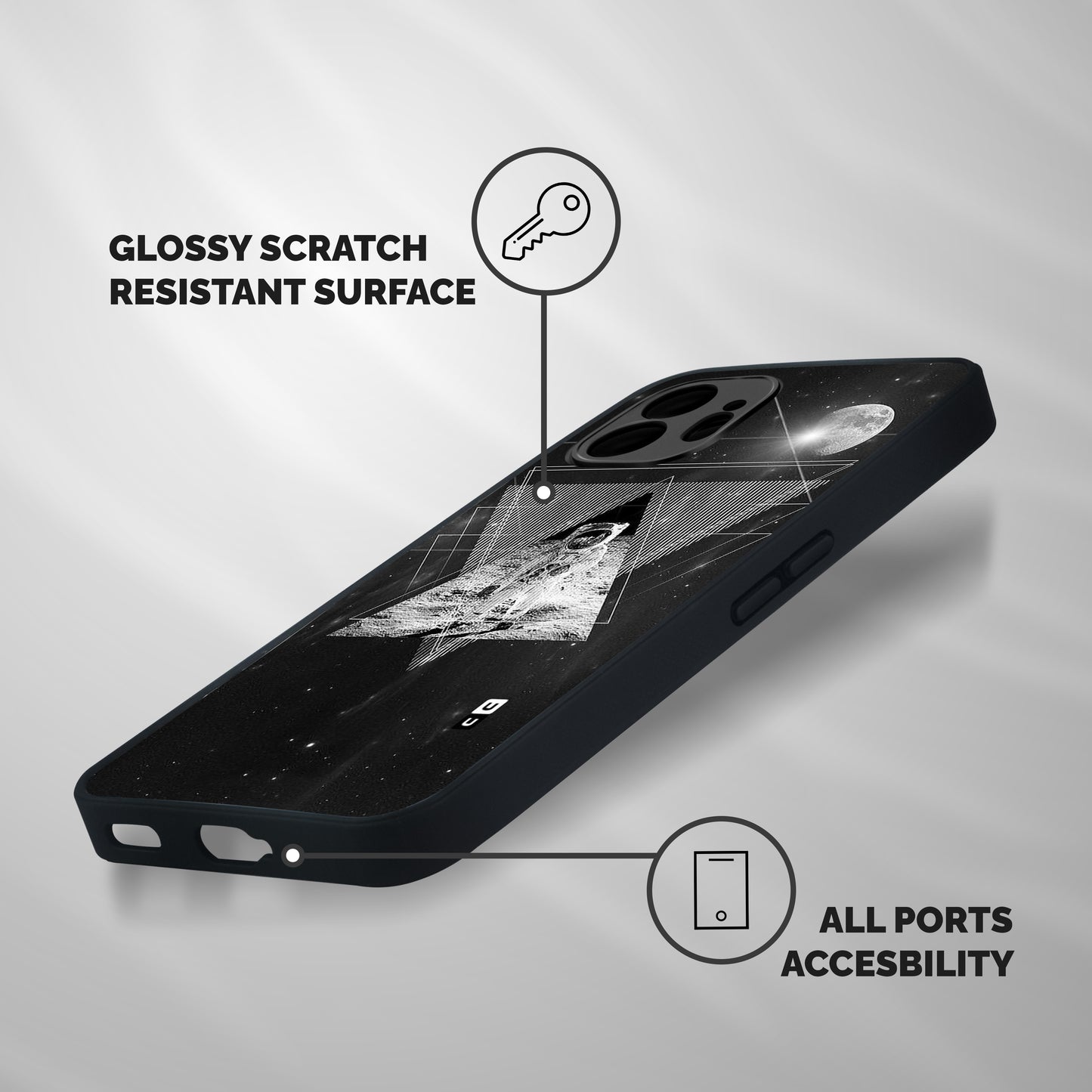 Space Triangle Abstract Shockproof Hybrid Protection (Metal + TPU) Back Case Cover