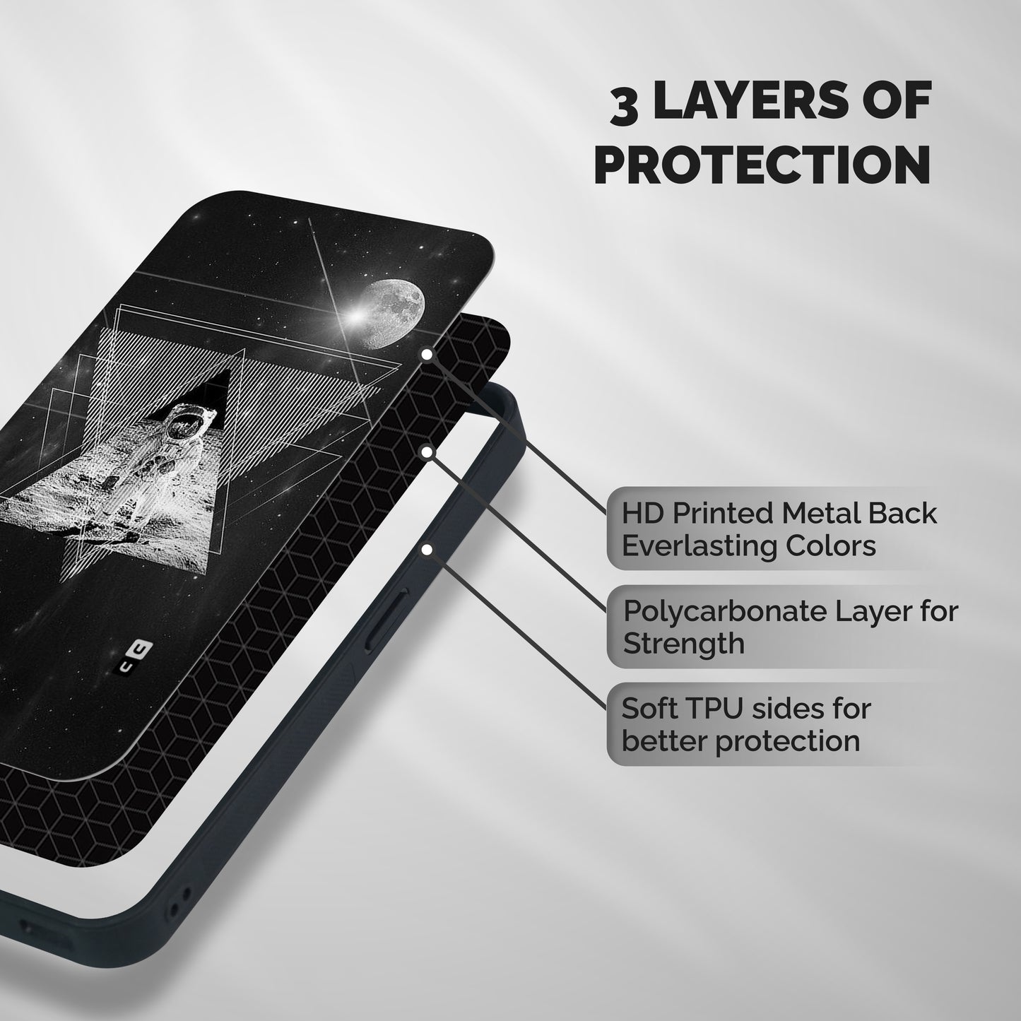 Space Triangle Abstract Shockproof Hybrid Protection (Metal + TPU) Back Case Cover