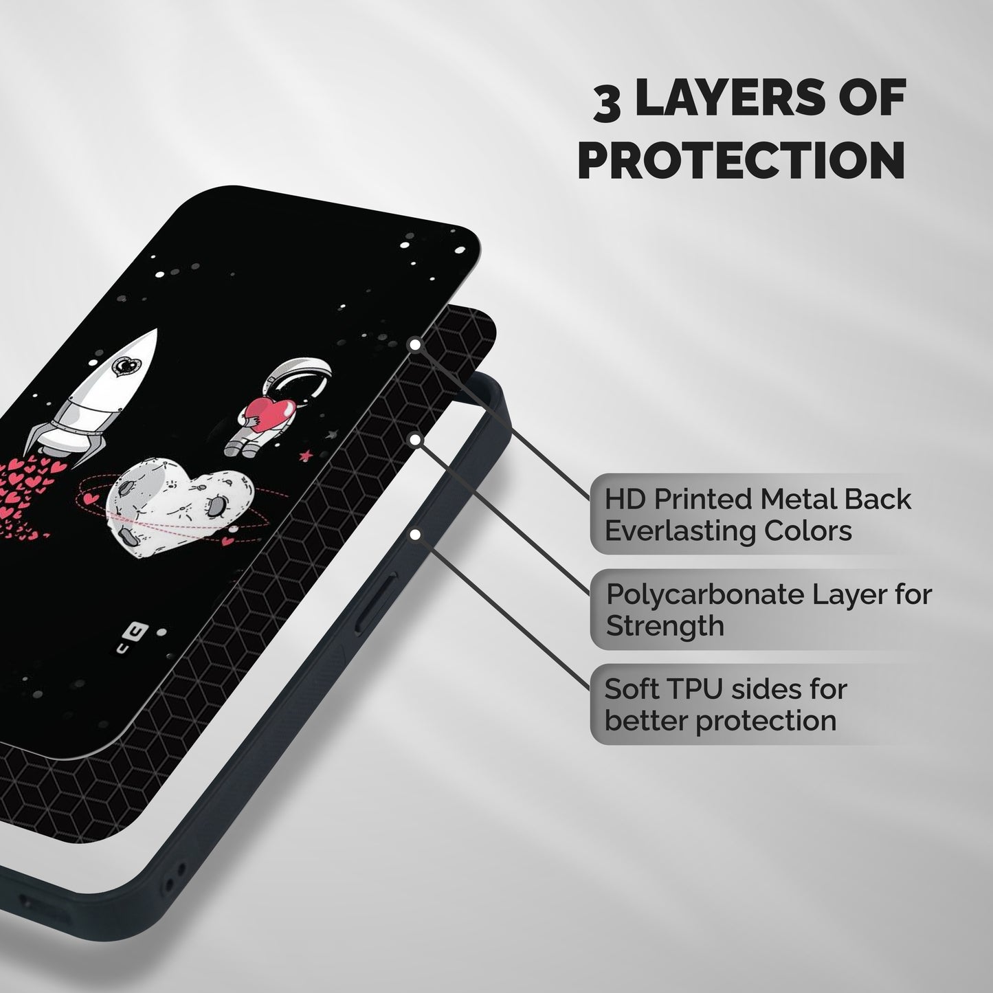 Spaceman Love Shockproof Hybrid Protection (Metal + TPU) Back Case Cover