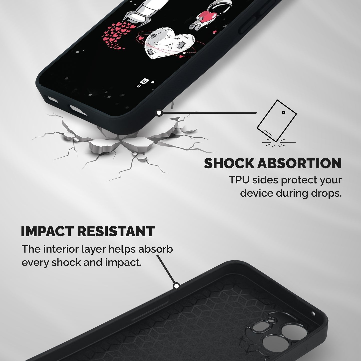 Spaceman Love Shockproof Hybrid Protection (Metal + TPU) Back Case Cover