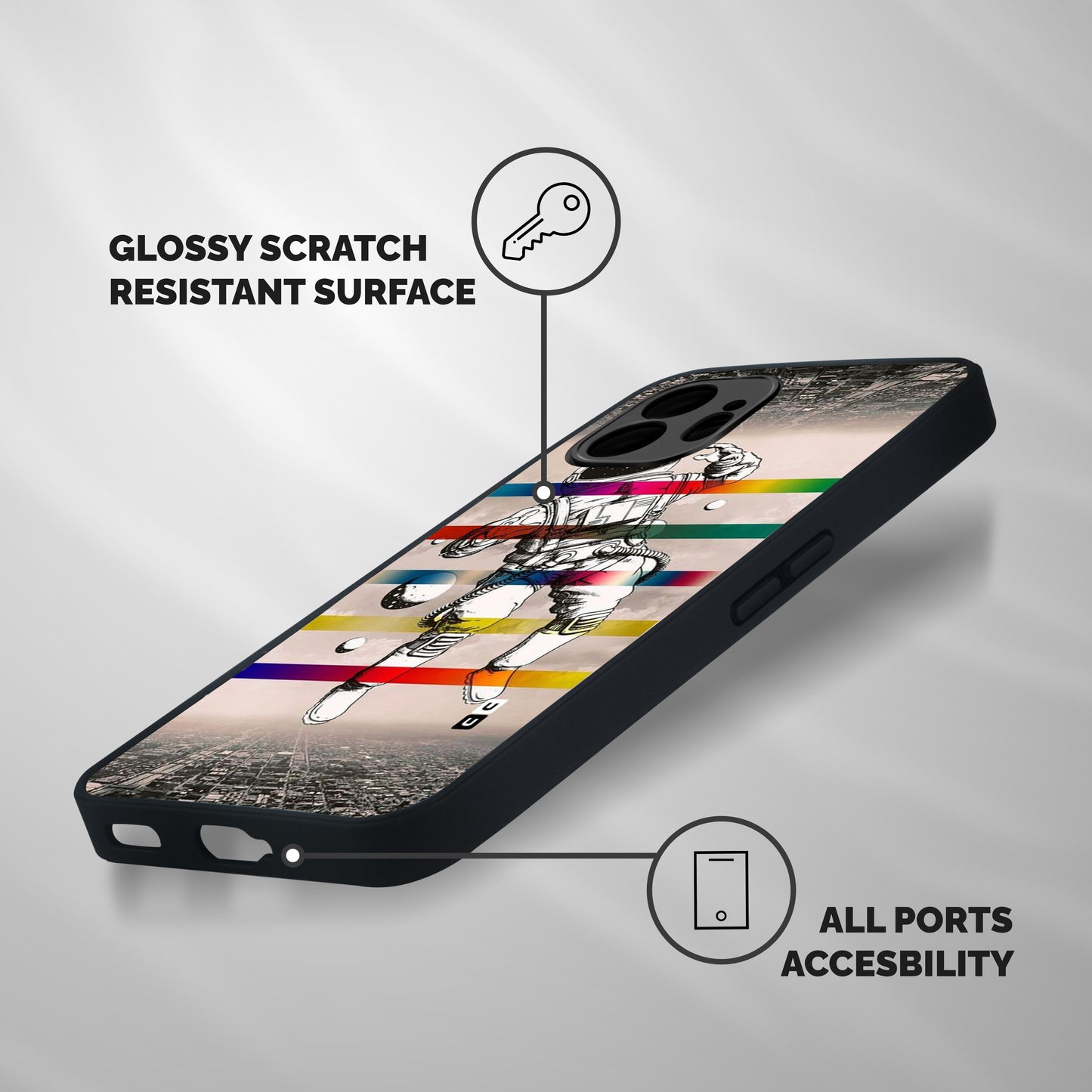 Spaceman Rainbow Stripes Shockproof Hybrid Protection (Metal + TPU) Back Case Cover