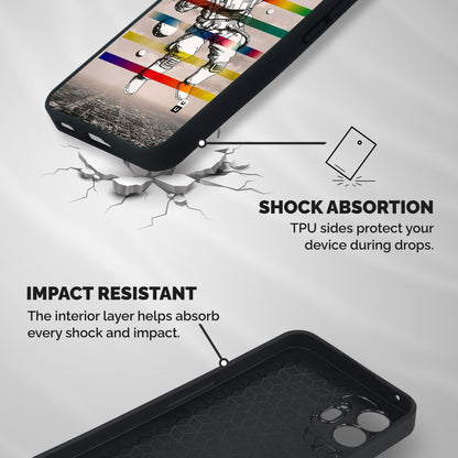 Spaceman Rainbow Stripes Shockproof Hybrid Protection (Metal + TPU) Back Case Cover