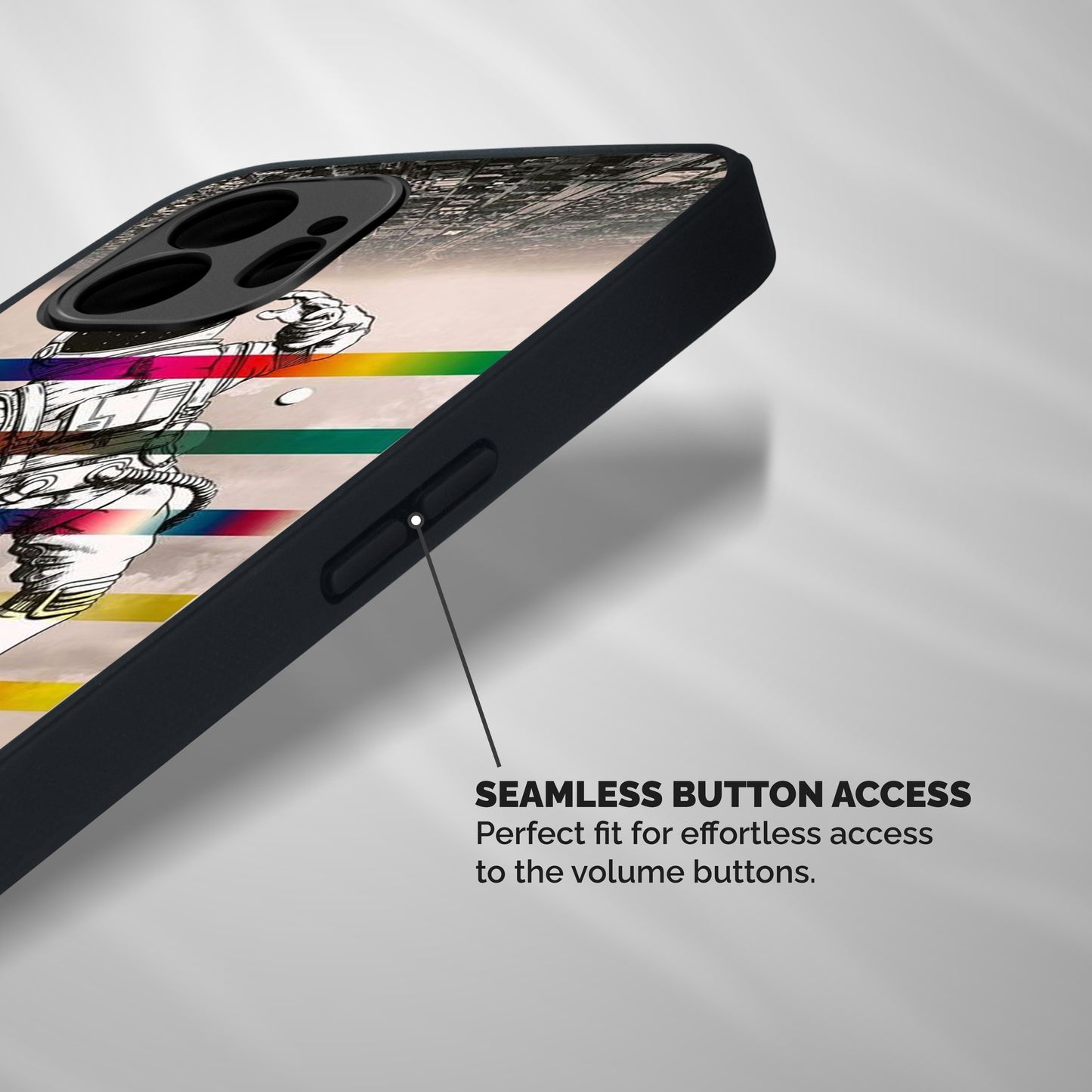 Spaceman Rainbow Stripes Shockproof Hybrid Protection (Metal + TPU) Back Case Cover