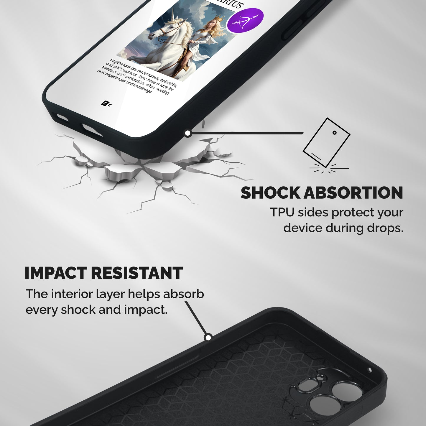 Sparkling Sagittarius Shockproof Hybrid Protection (Metal + TPU) Back Case Cover